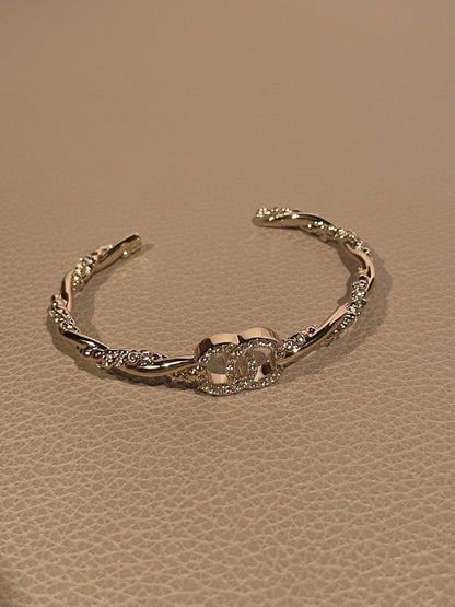 CC new semi-closed thin diamond bracelet