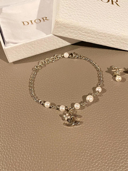 CC new pearl logo pendant bracelet