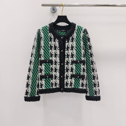 Contrast houndstooth jacket