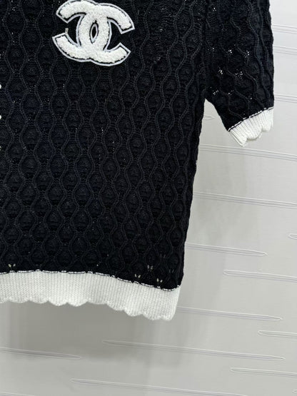 2024 Fashionable Knitted Hollow T-Shirt