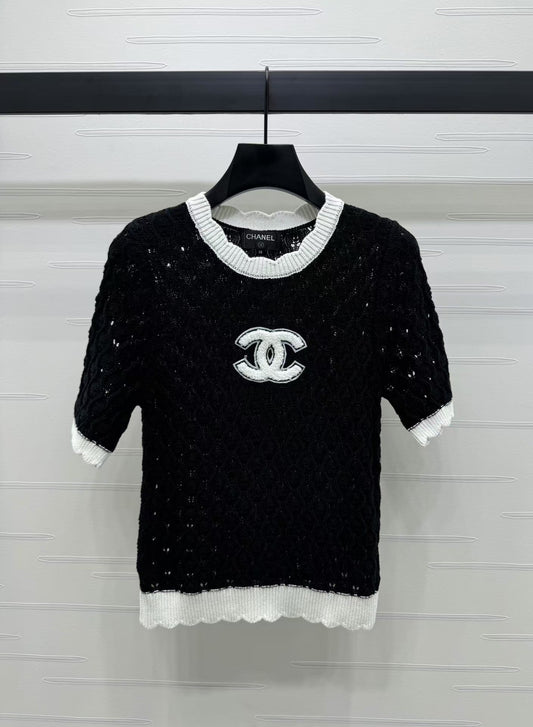 2024 Fashionable Knitted Hollow T-Shirt