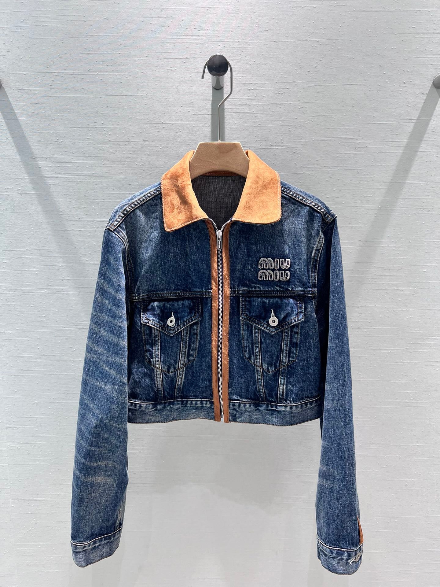 MM new contrast color short denim jacket