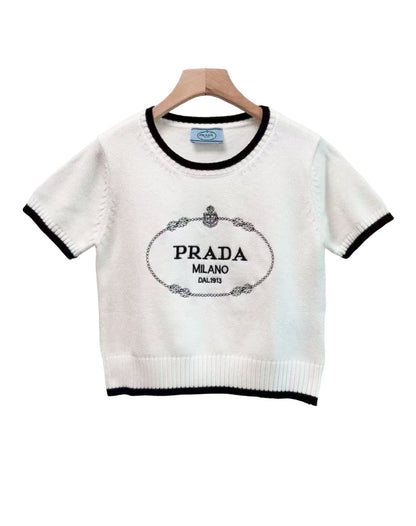 Prd new contrast logo knitted short sleeves