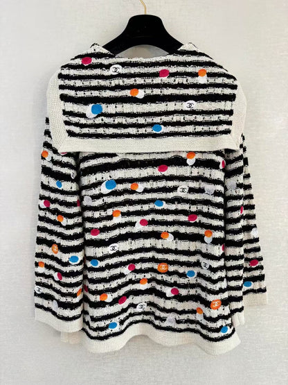 CC new logo button contrast color knitted long sleeve