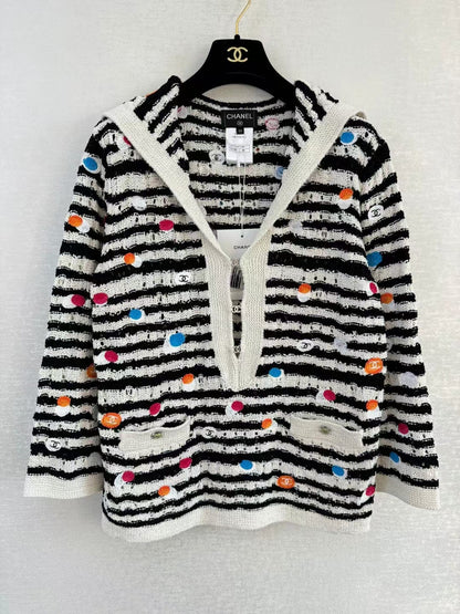 CC new logo button contrast color knitted long sleeve