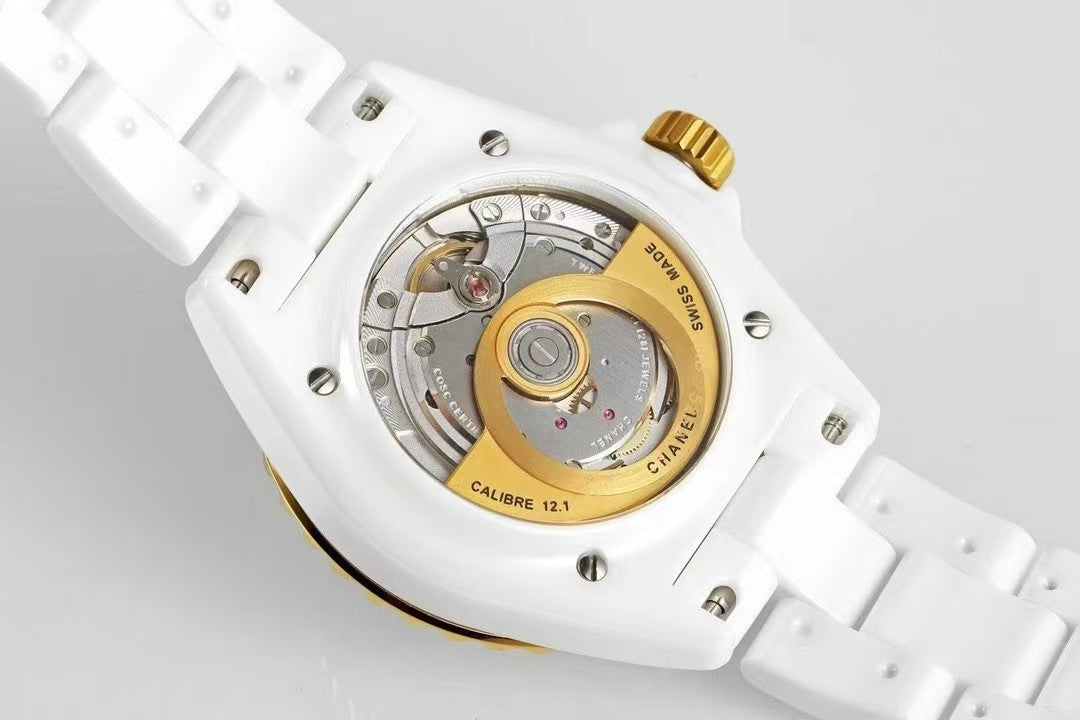 CC New White Ceramic Yellow 18K Gold Watch（12.1mechanical movement）