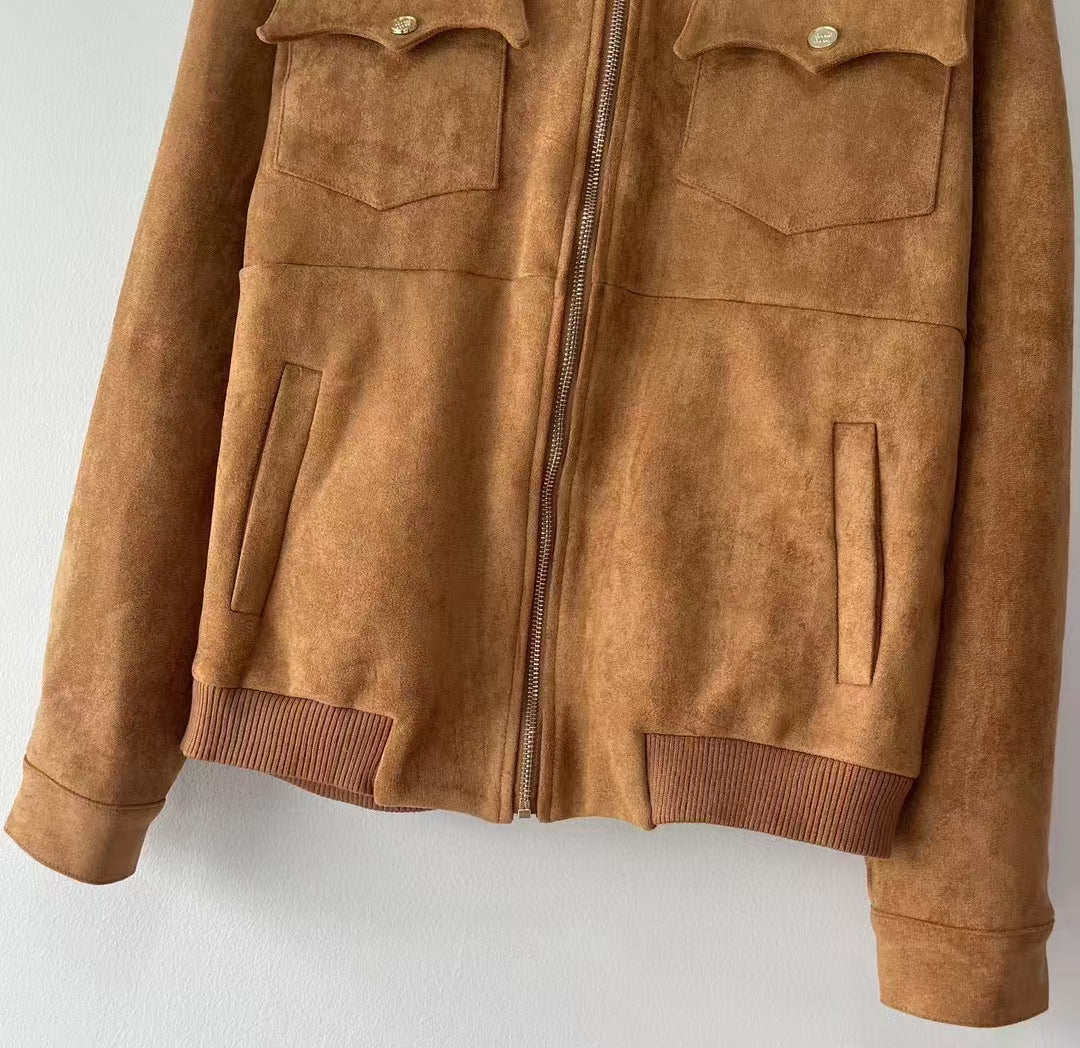 MM new jacket suede logo coat