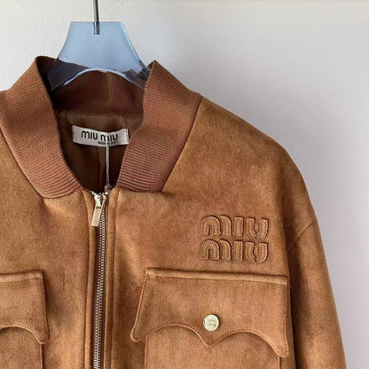 MM new jacket suede logo coat