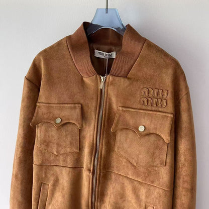 MM new jacket suede logo coat