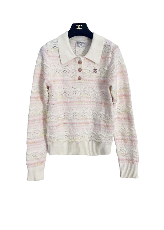 CC new pattern knitted Polo collar long sleeve