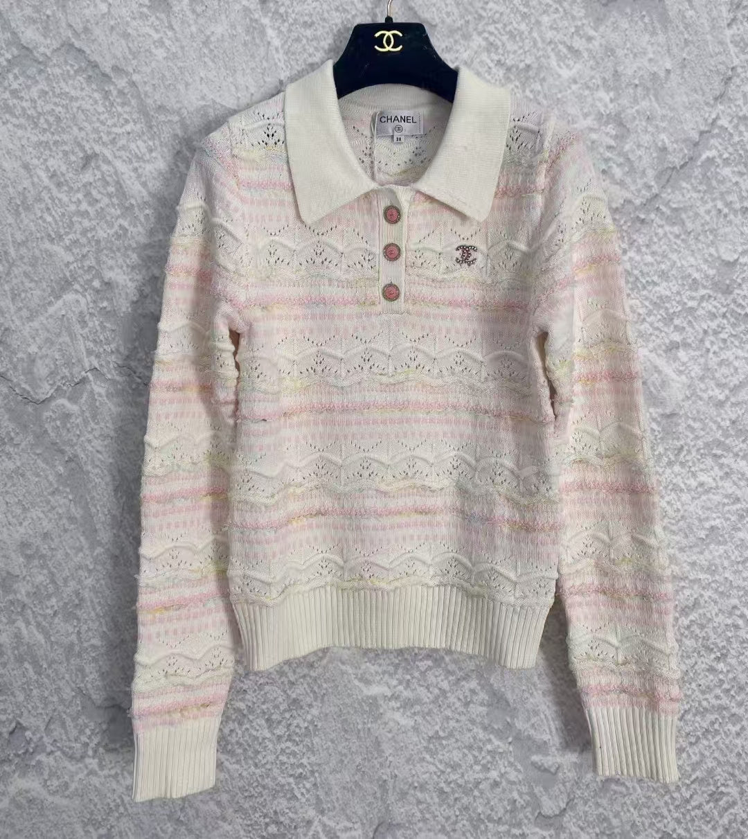 CC new pattern knitted Polo collar long sleeve