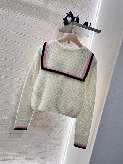 MM New Collar Contrast Knit Cardigan