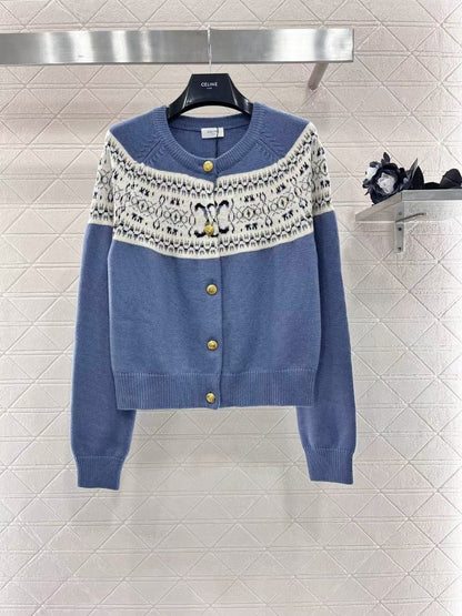 CL new contrast pattern knitted cardigan