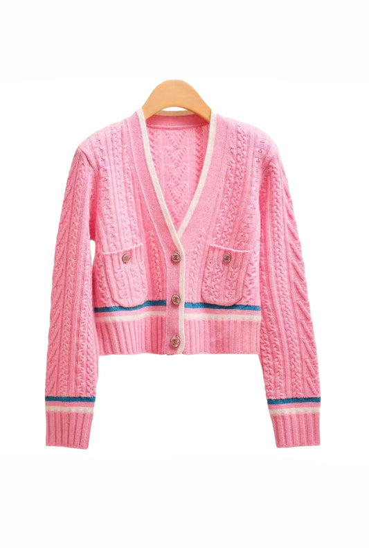 CC new contrast color knitted cardigan