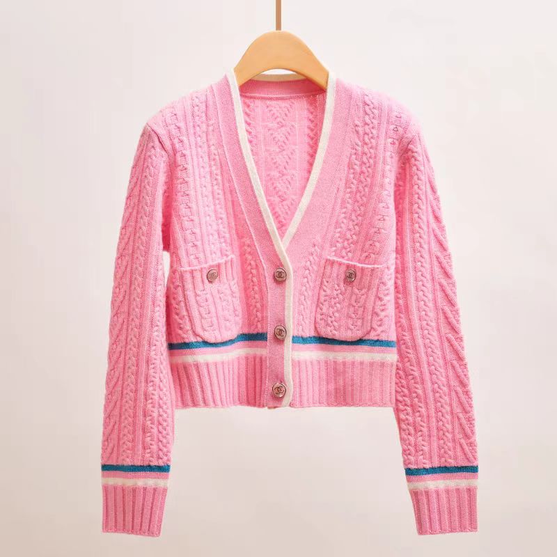 CC new contrast color knitted cardigan