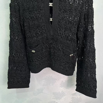 CC new hollow woven knitted long sleeves