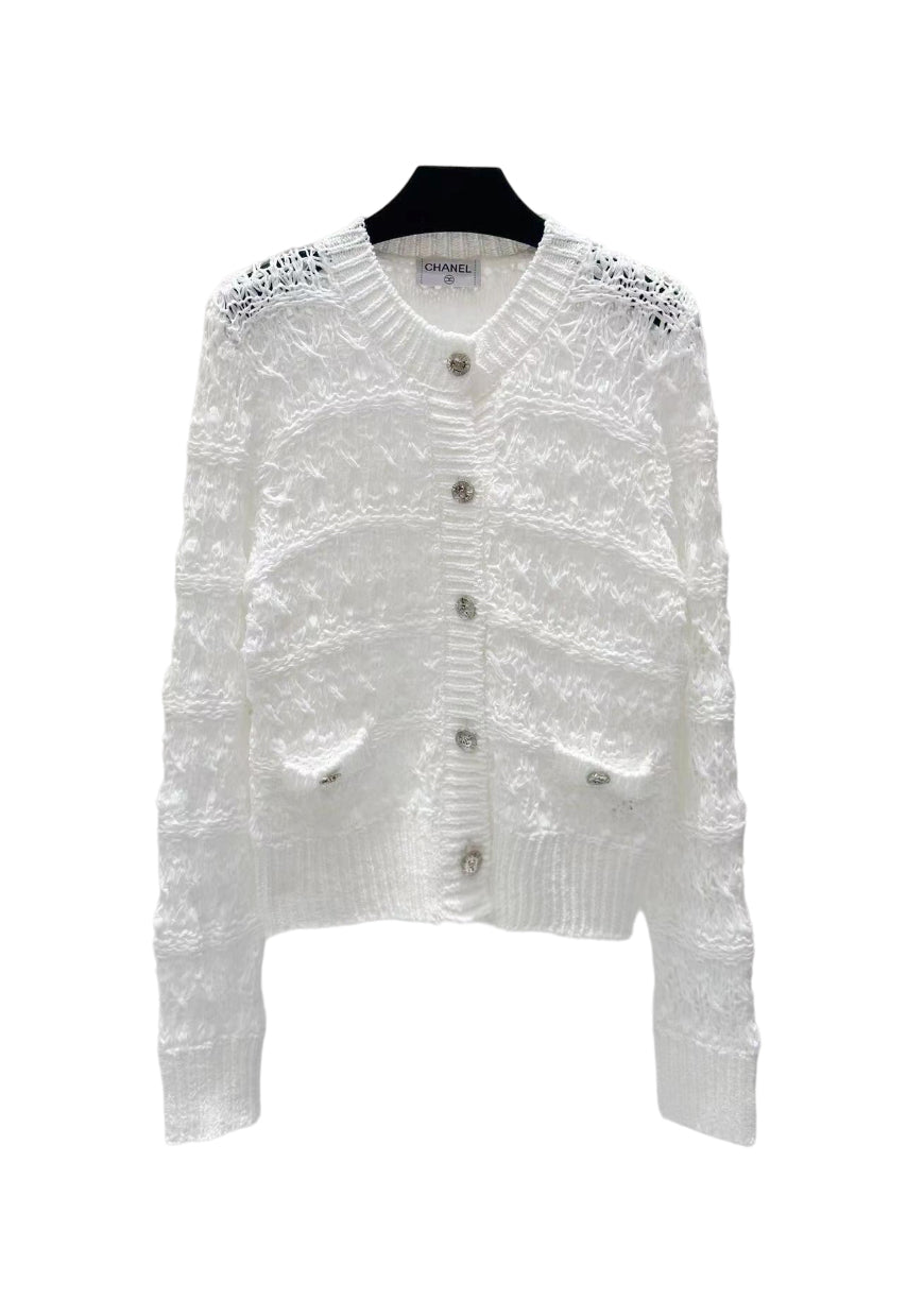 CC new hollow woven button knitted long sleeves