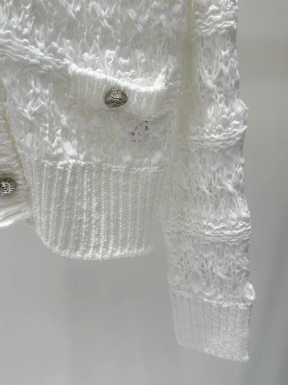 CC new hollow woven button knitted long sleeves