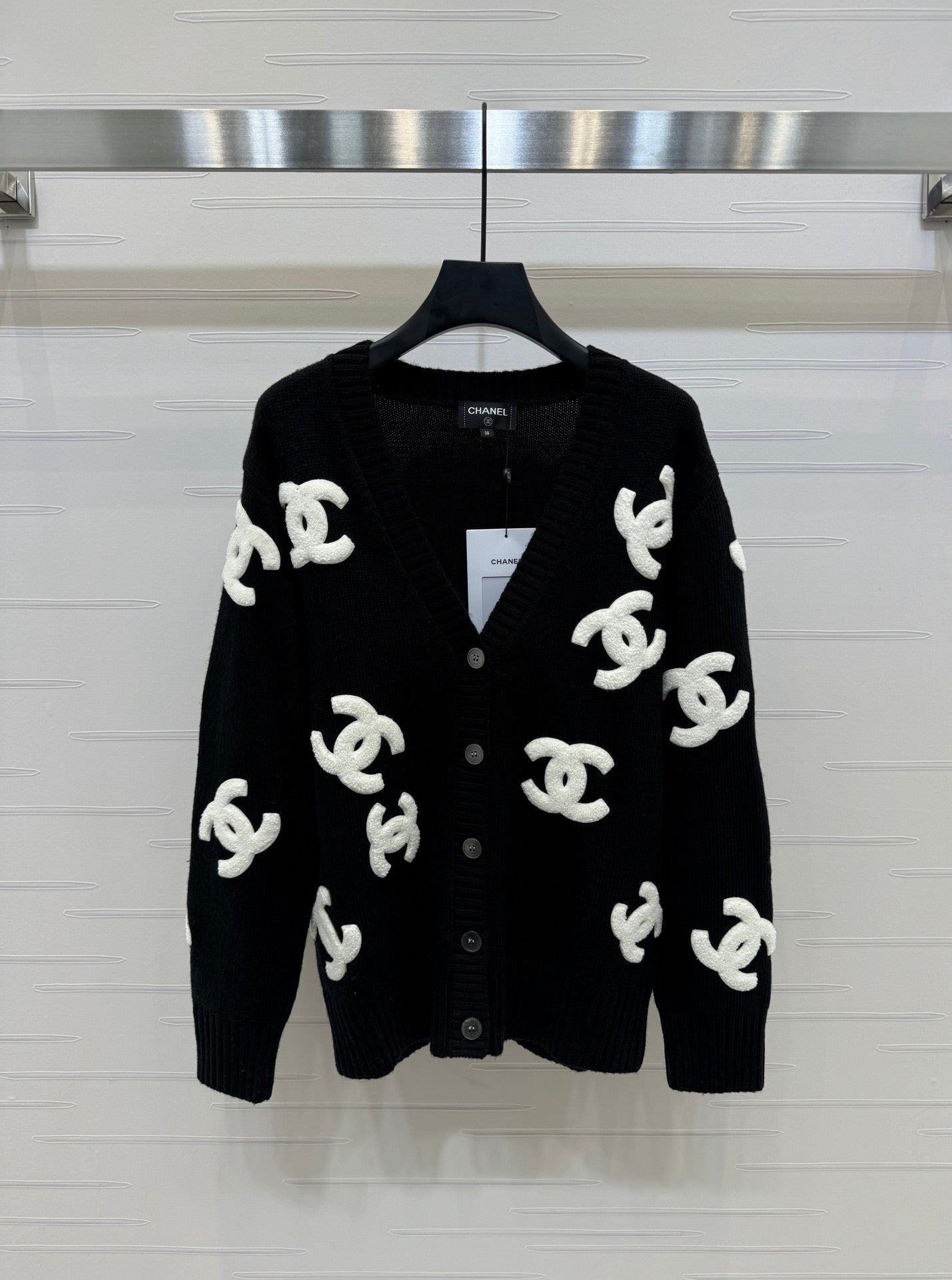 large logo cardigan sweater