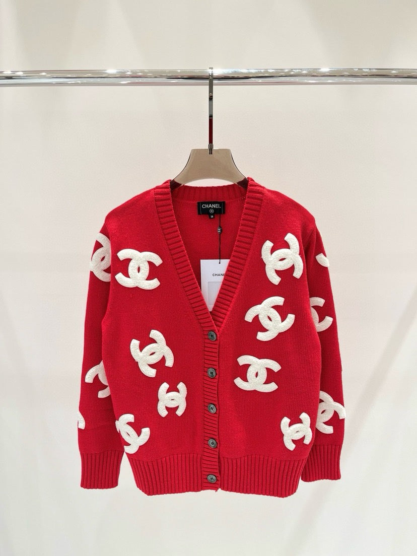 large logo cardigan sweater