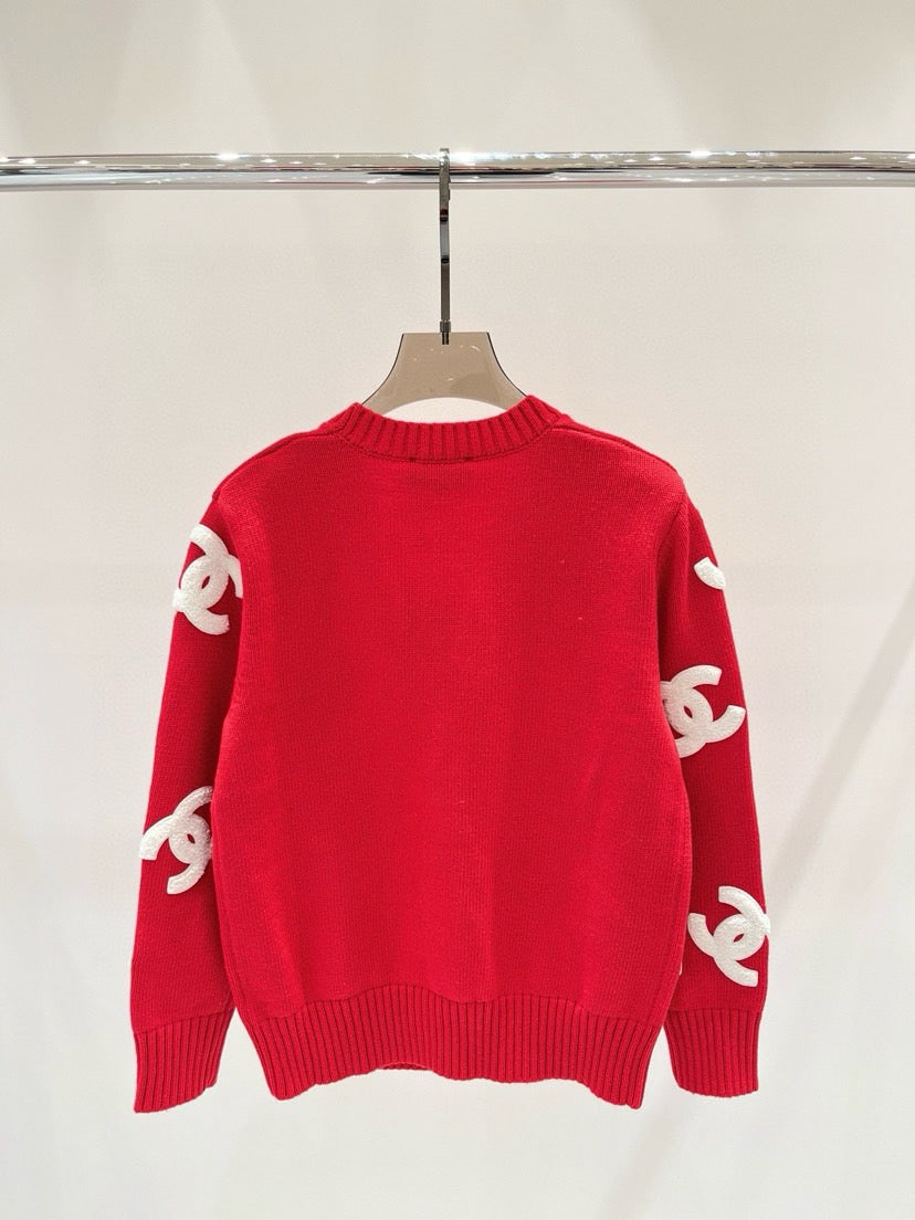 large logo cardigan sweater