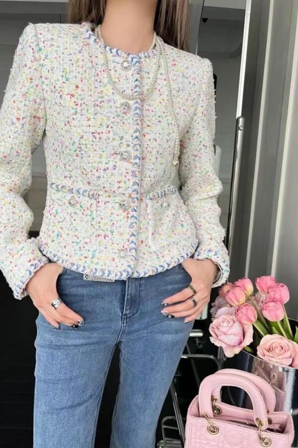 CC new heavy color sequin tweed jacket