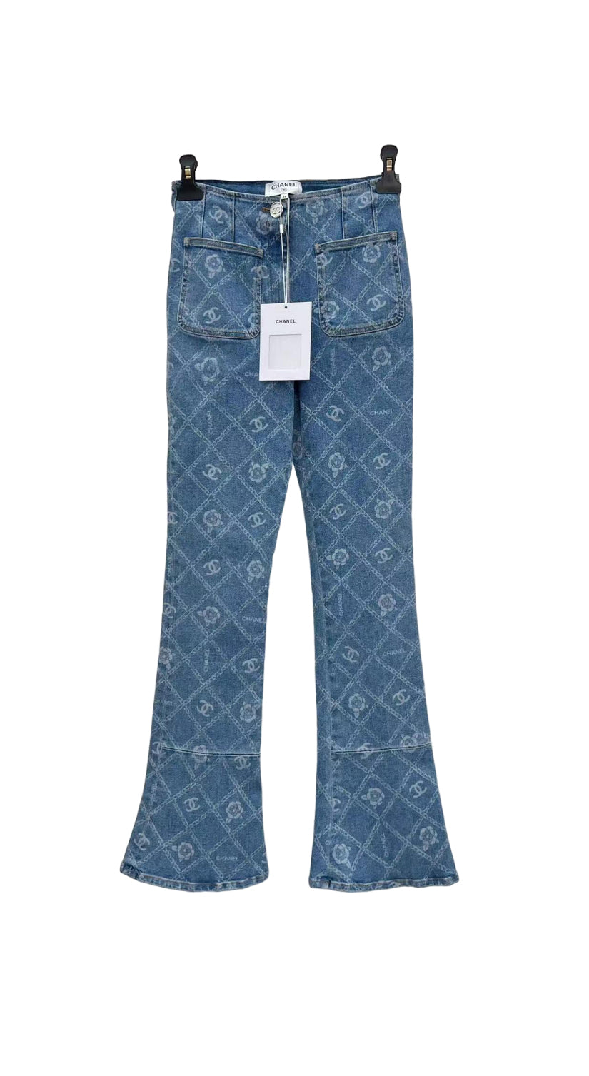 CC new style printed full-covered flared jeans