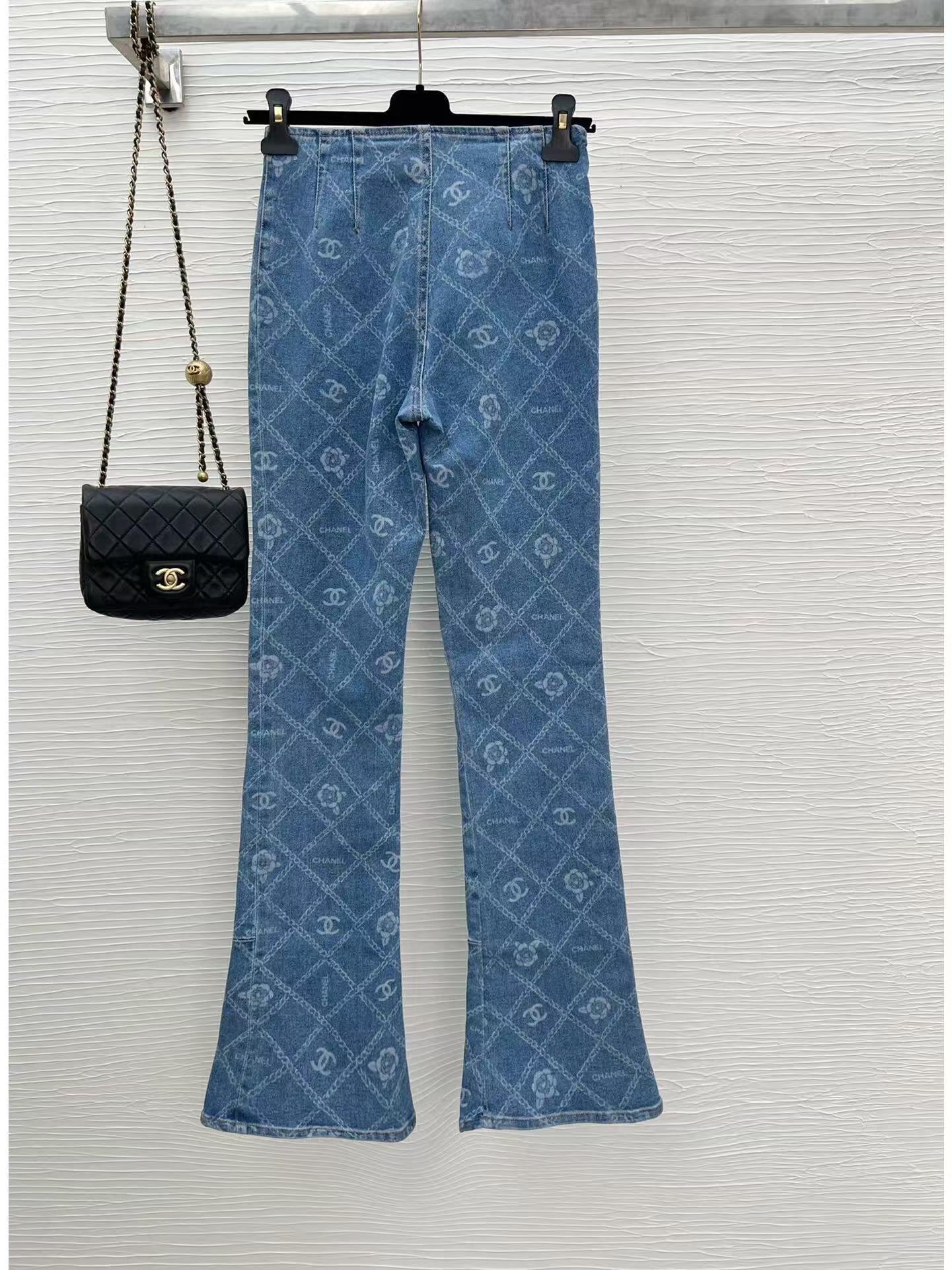 CC new style printed full-covered flared jeans