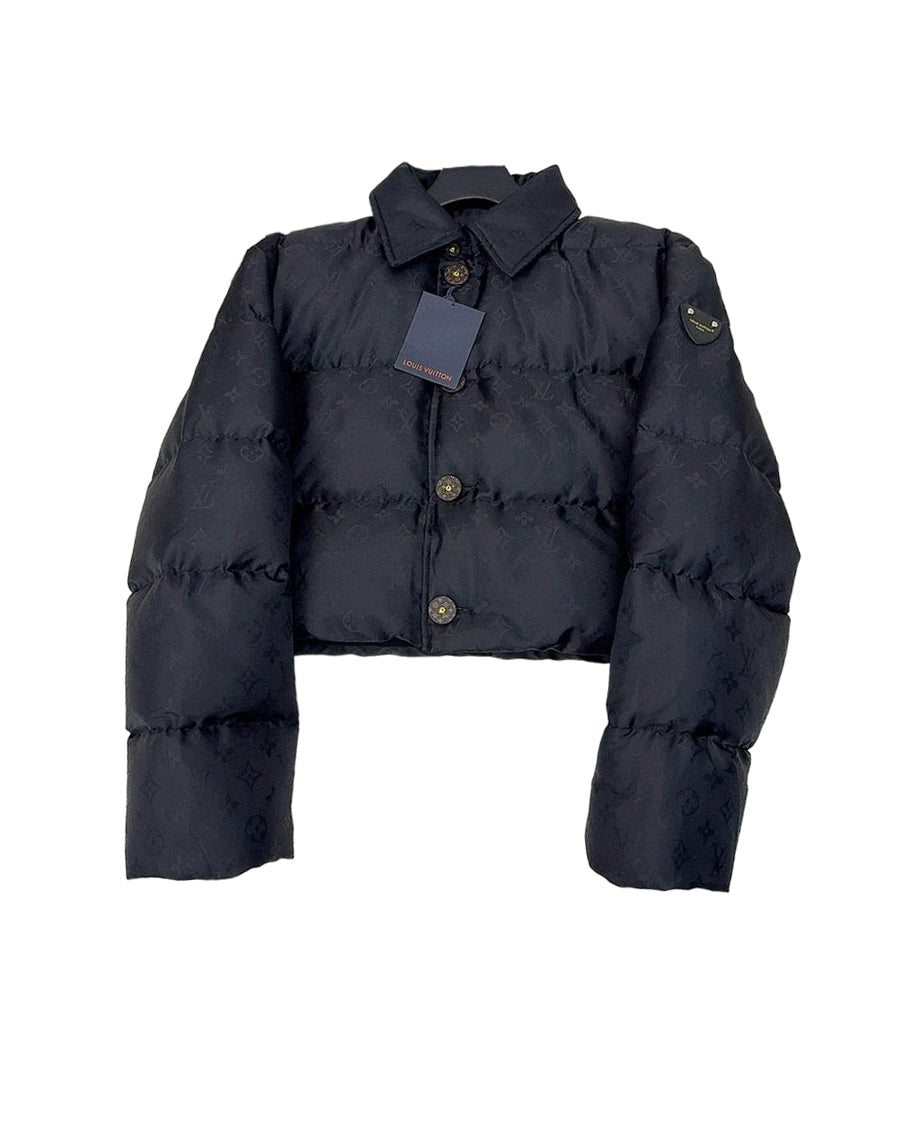 L new classic logo dark pattern lapel short down jacket