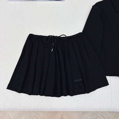 PD new lapel top and pleated skirt suit