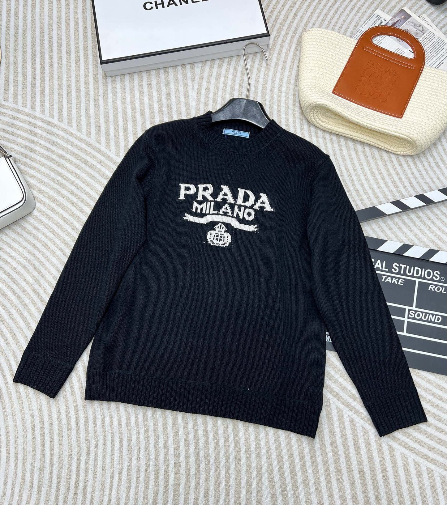 PD new logo letter knitted long sleeve