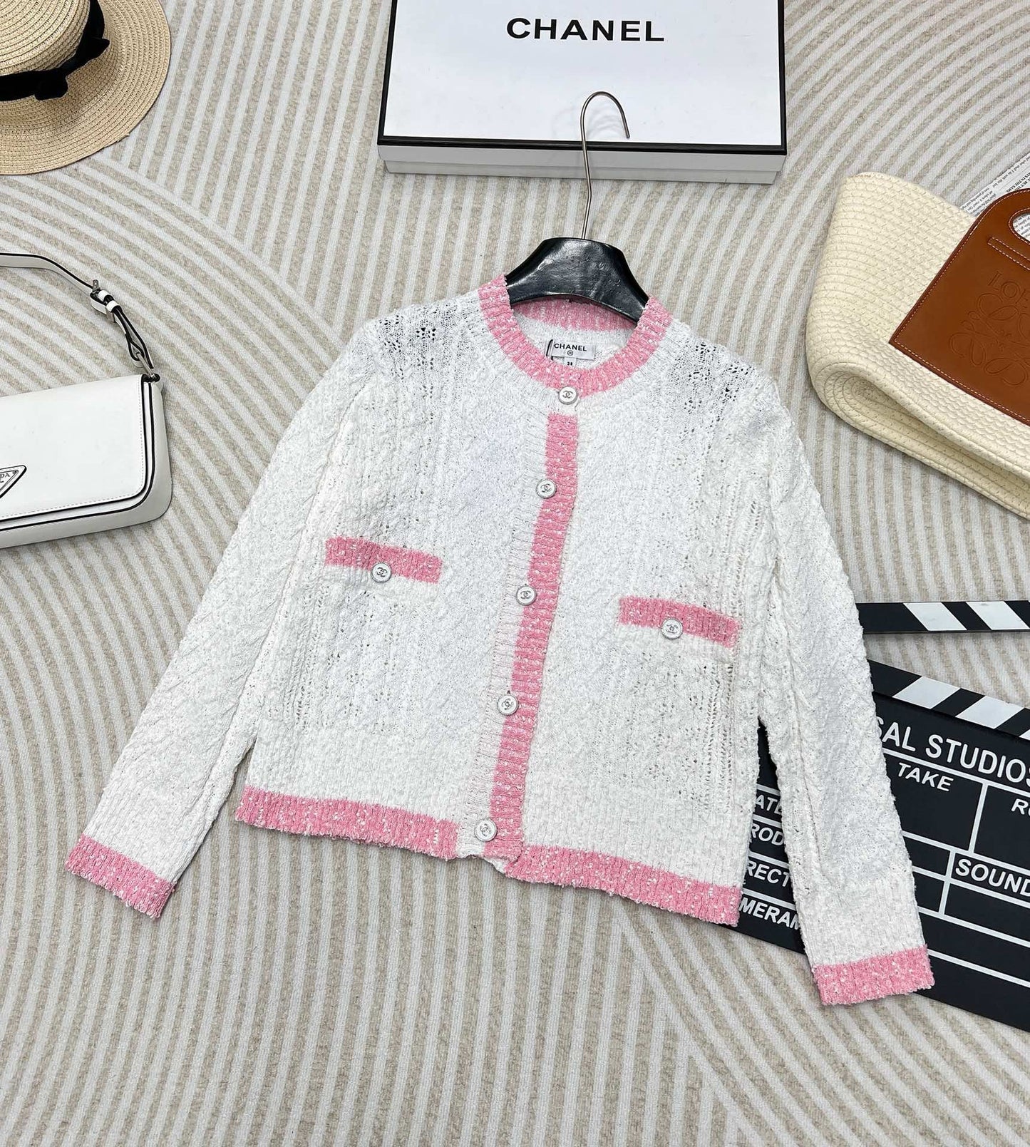 CC new hollow twisted rope knitted cardigan