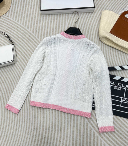 CC new hollow twisted rope knitted cardigan