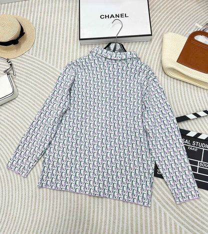 DD new style printed full print polo collar knitted long sleeves