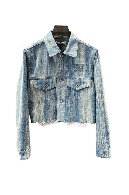 MM new logo striped tie-dye pocket canvas denim jacket