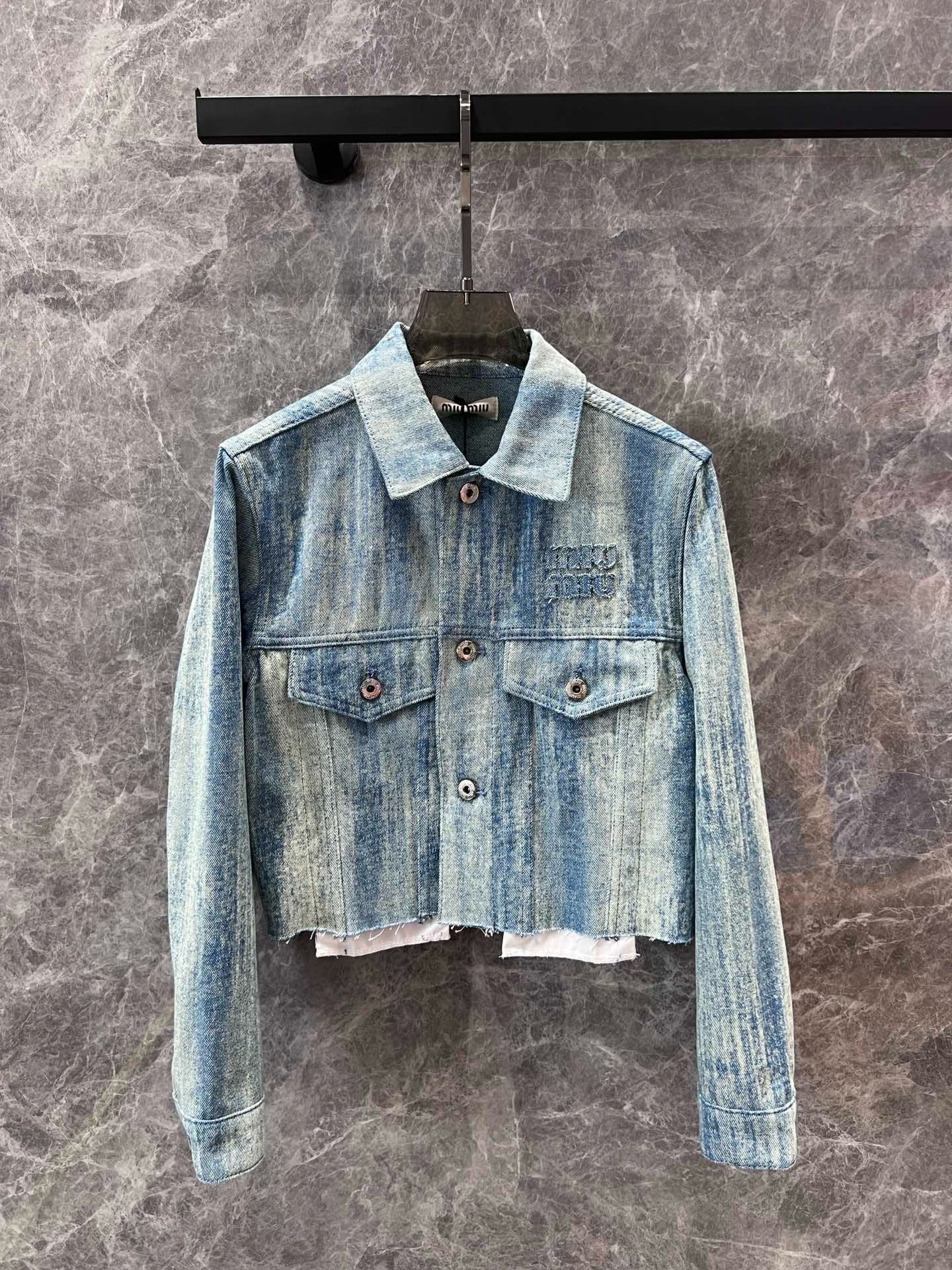 MM new logo striped tie-dye pocket canvas denim jacket