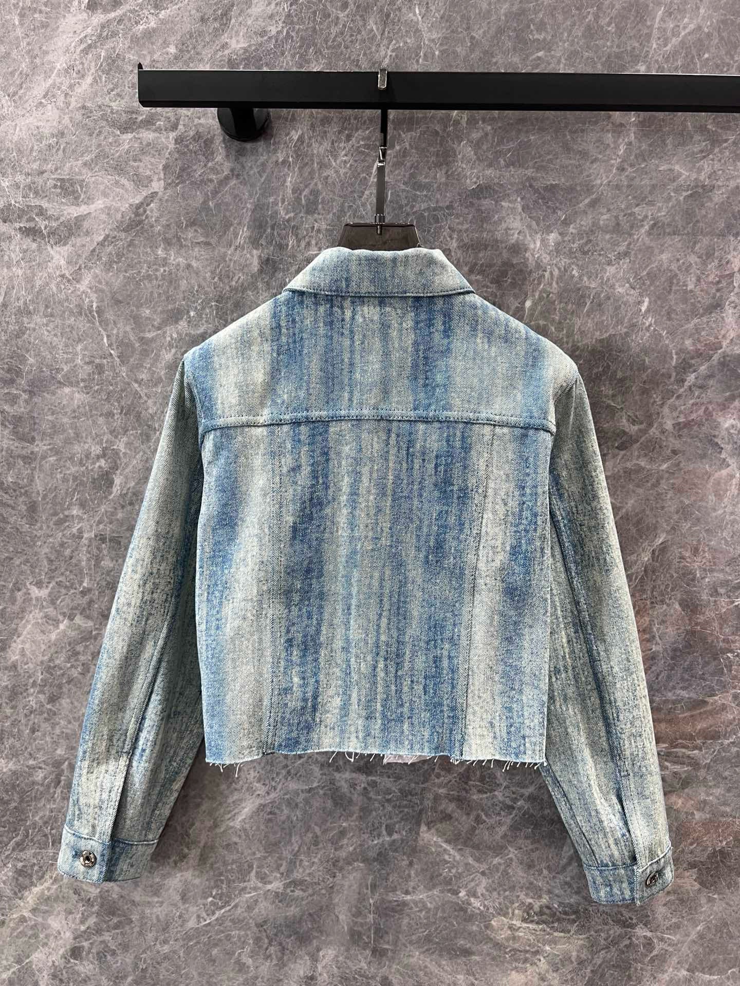 MM new logo striped tie-dye pocket canvas denim jacket