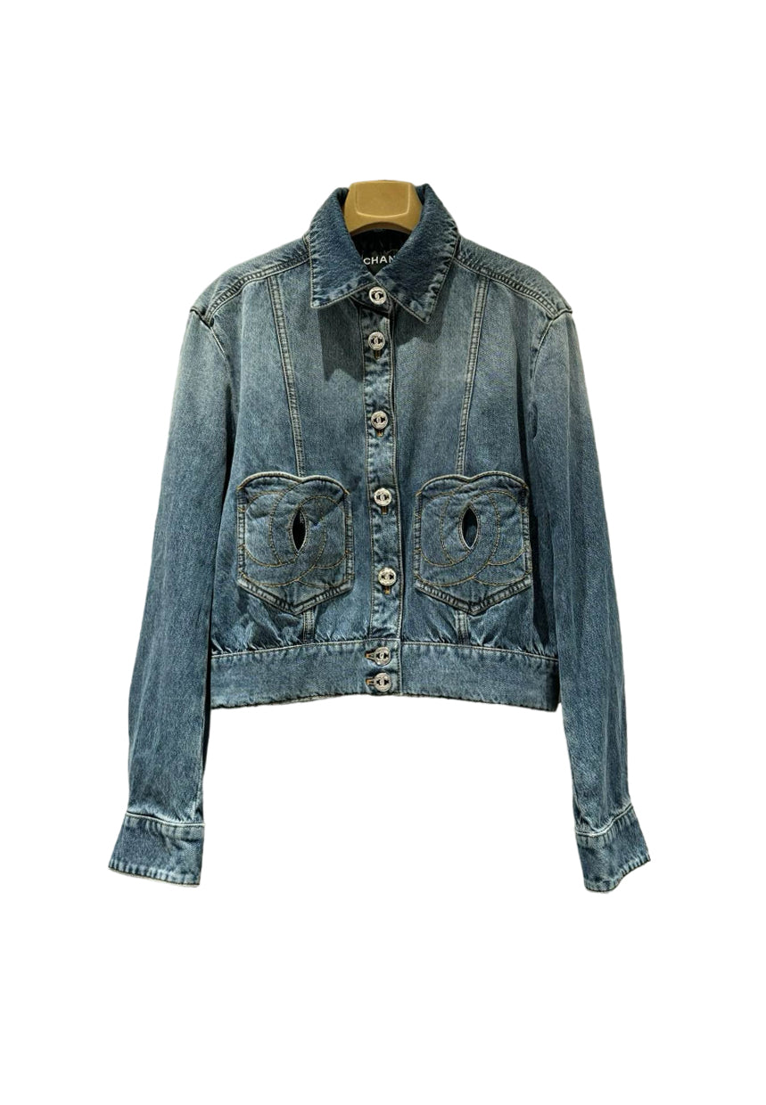 CC new logo embroidered pocket denim jacket