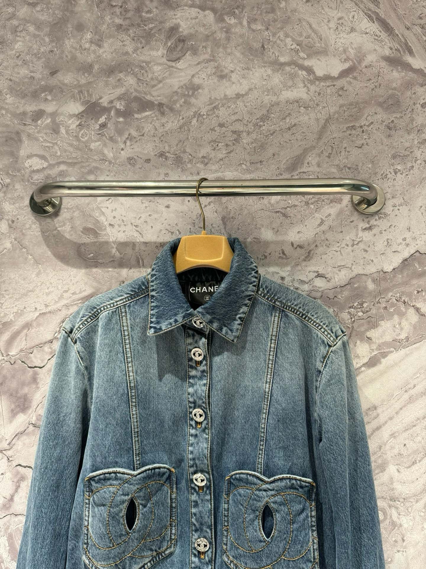 CC new logo embroidered pocket denim jacket