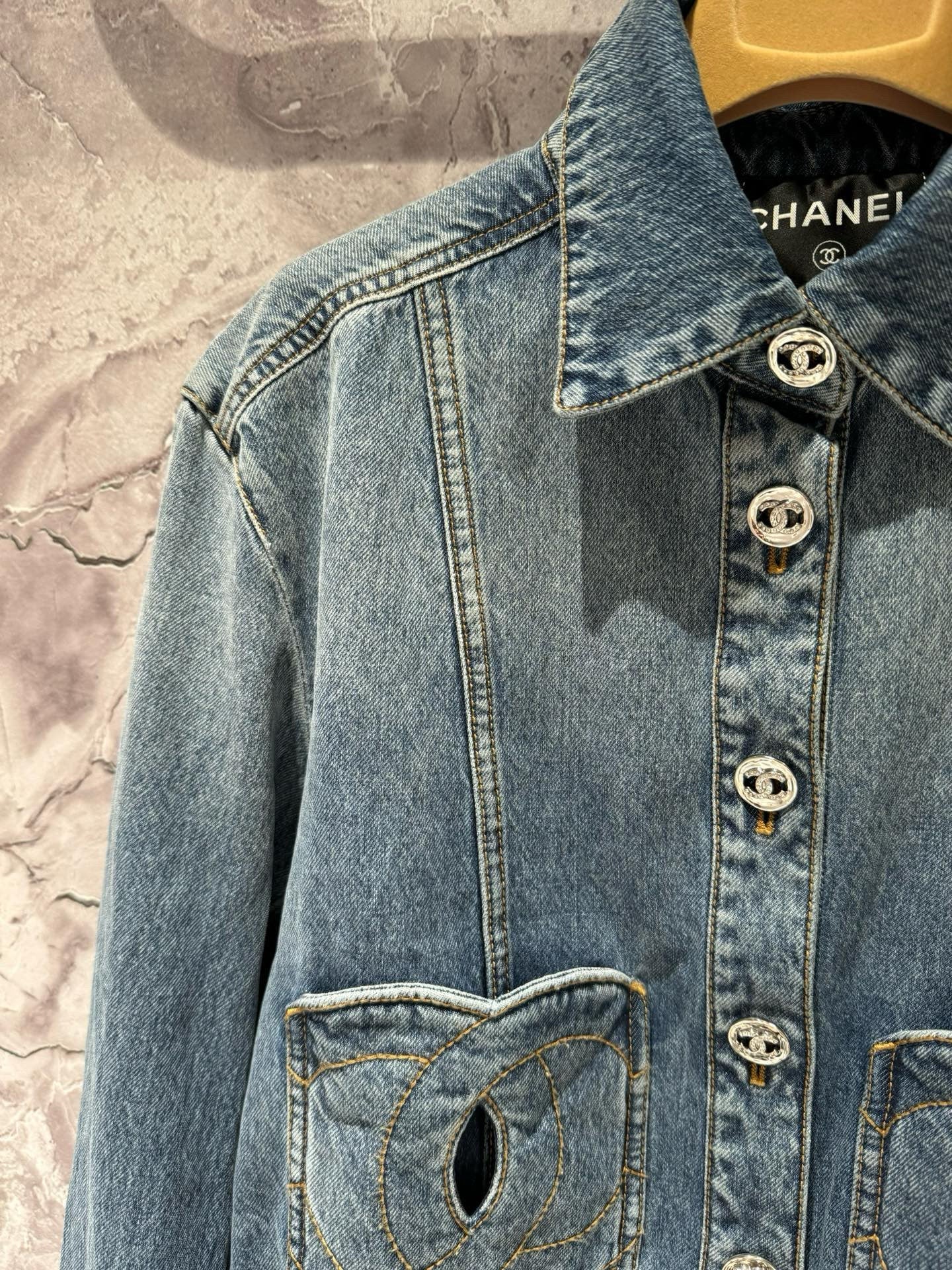 CC new logo embroidered pocket denim jacket