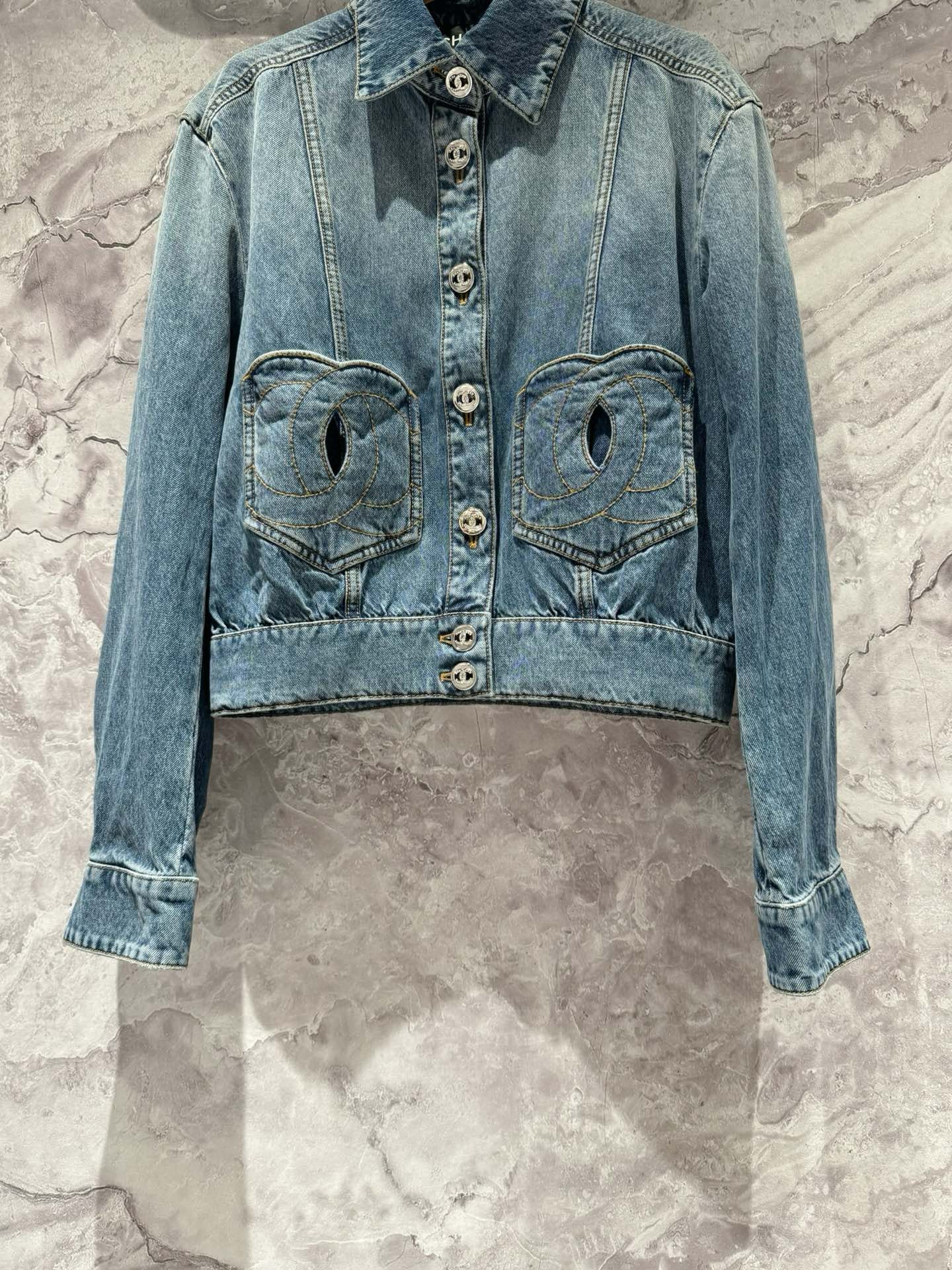 CC new logo embroidered pocket denim jacket