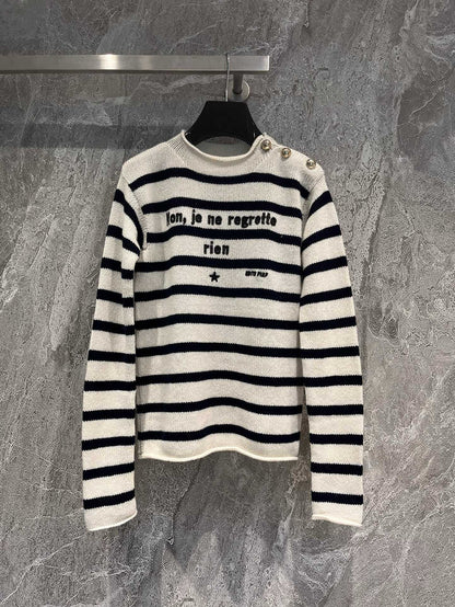 DD new letter embroidered striped sweater