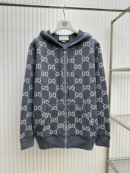 GG new monogram full print double-sided hooded jacket