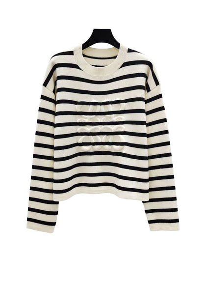 LW new striped contrast knitted long sleeve