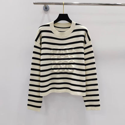 LW new striped contrast knitted long sleeve