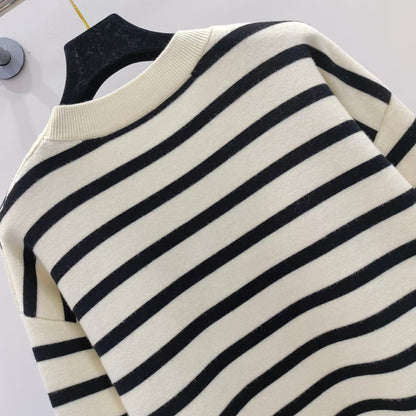 LW new striped contrast knitted long sleeve