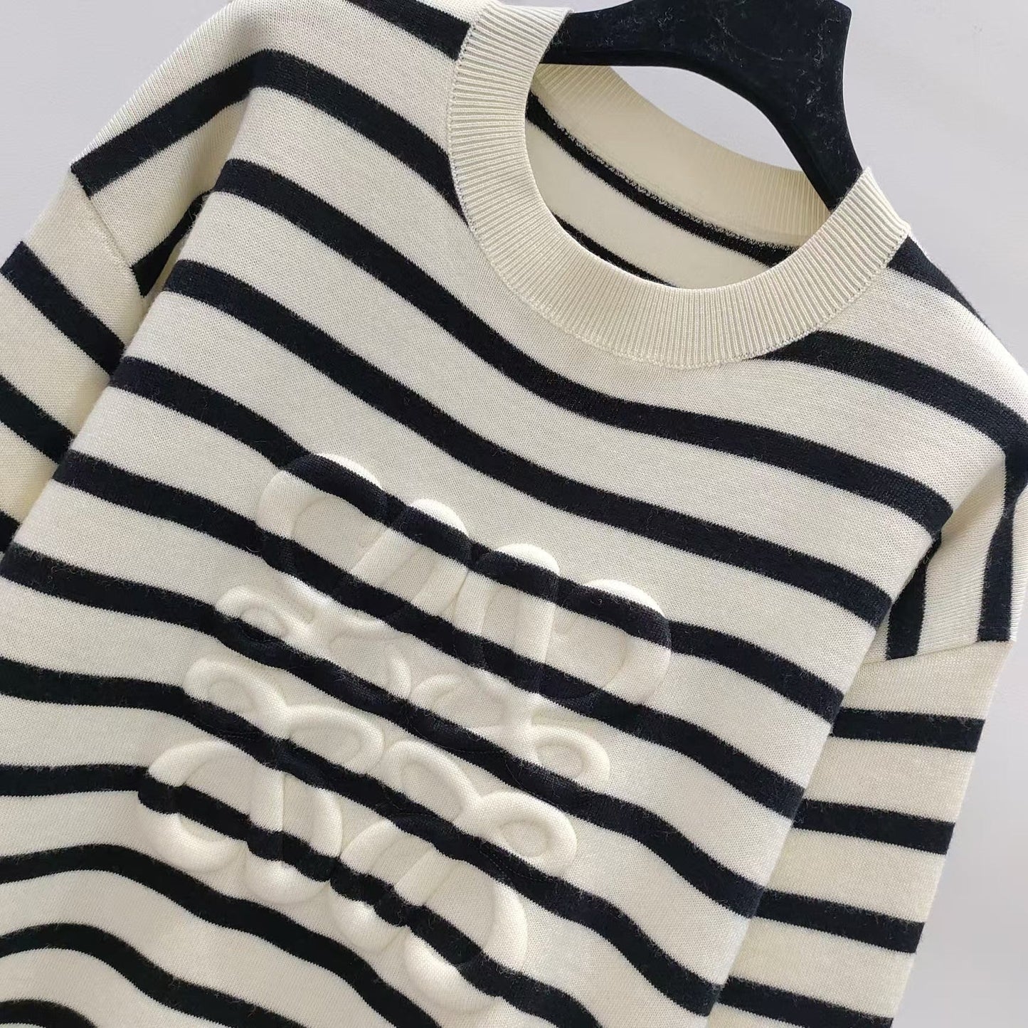 LW new striped contrast knitted long sleeve