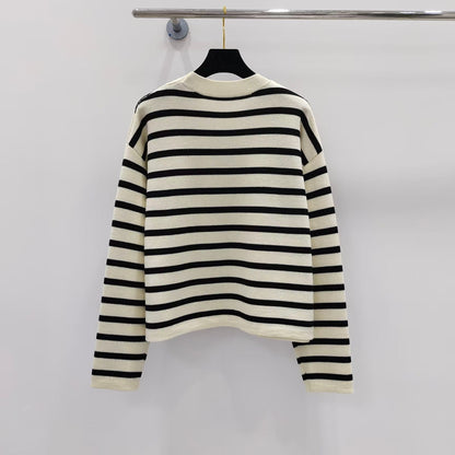 LW new striped contrast knitted long sleeve