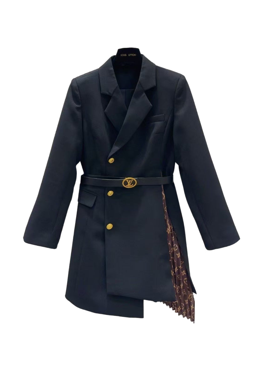 L new classic pleated single-sided coat