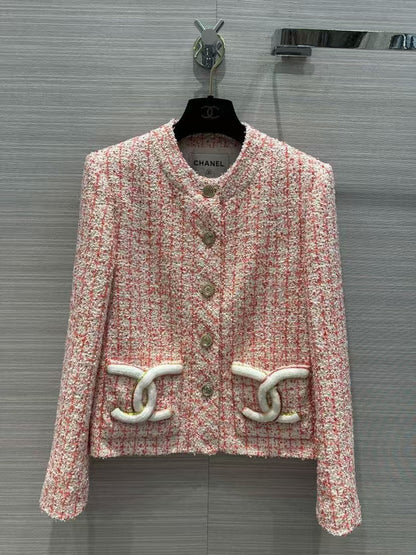 CC new check woven soft tweed jacket